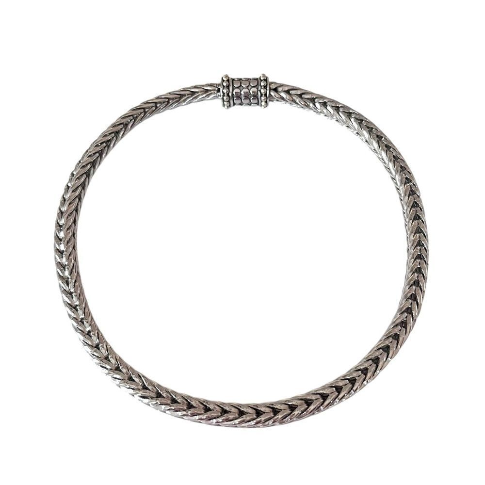 Thick Silver Foxtail Rope Chain Necklace